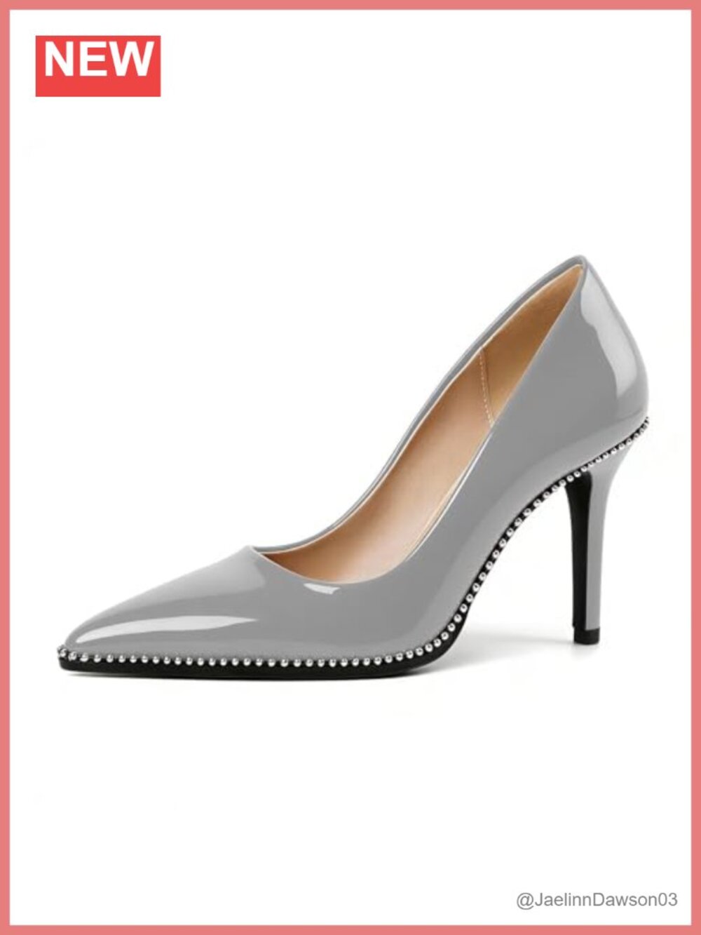 Women's Pointed Toe Stiletto Heels Beaded Slip On Pumps 3.5"